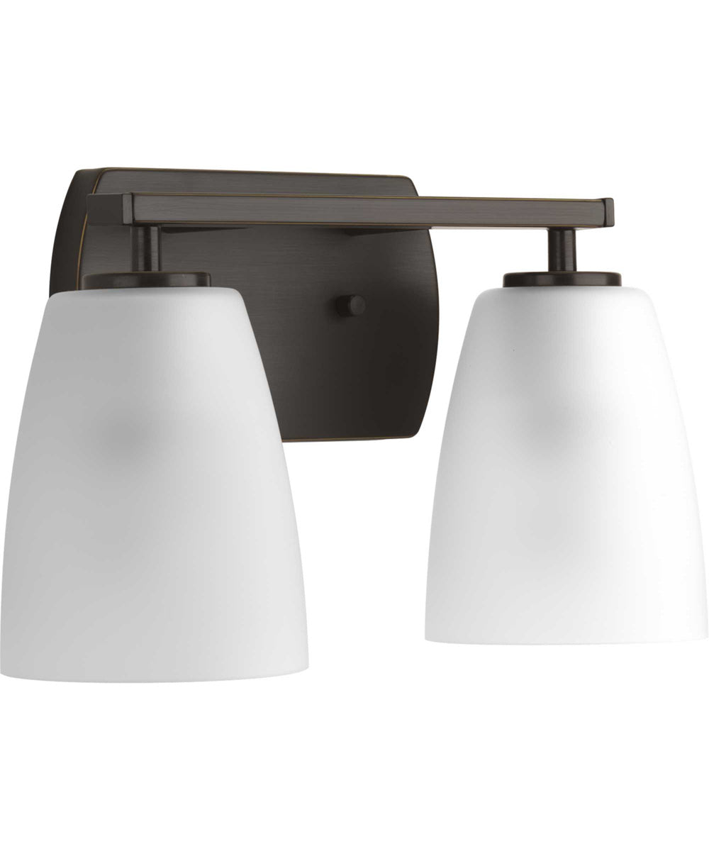 Leap 2-Light Etched Glass Modern Bath Vanity Light Antique Bronze