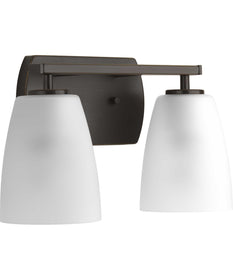 Leap 2-Light Etched Glass Modern Bath Vanity Light Antique Bronze