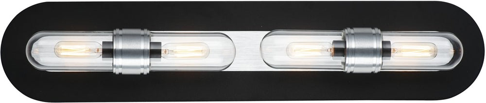 29"W Dual 4-Light Bath Vanity Black / Brushed Aluminum