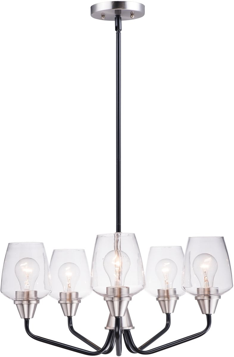 23"W Goblet 5-Light Chandelier Black / Satin Nickel
