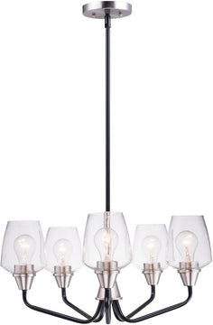 23"W Goblet 5-Light Chandelier Black / Satin Nickel