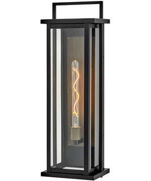 Langston 1-Light Tall Wall Mount Lantern in Black