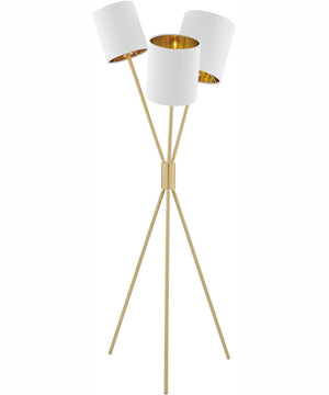Crisanta 3-Light 3-Light Floor Lamp Gold/White Velvet Shade