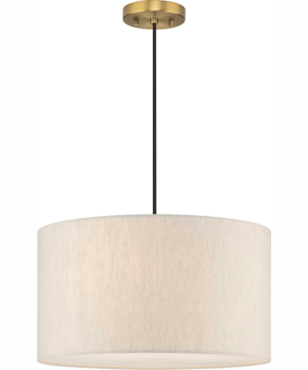 Markor 1-Light Ecru Linen Shade Transitional Pendant Brushed Nickel;Matte Black;Vintage Brass