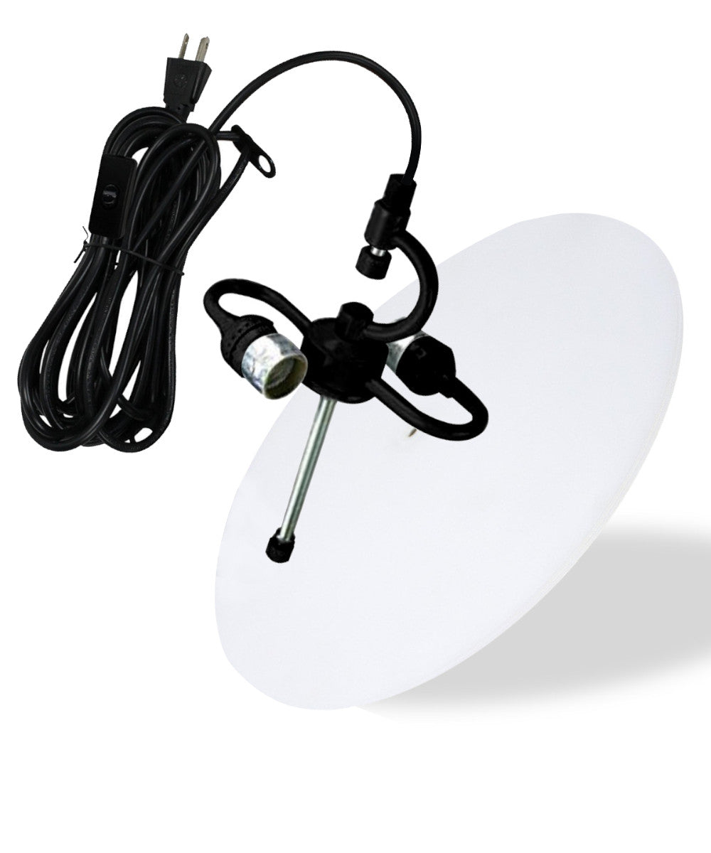 16"W 2 Light Swag Plug-In Pendant  Textured Oatmeal with Diffuser Black Cord