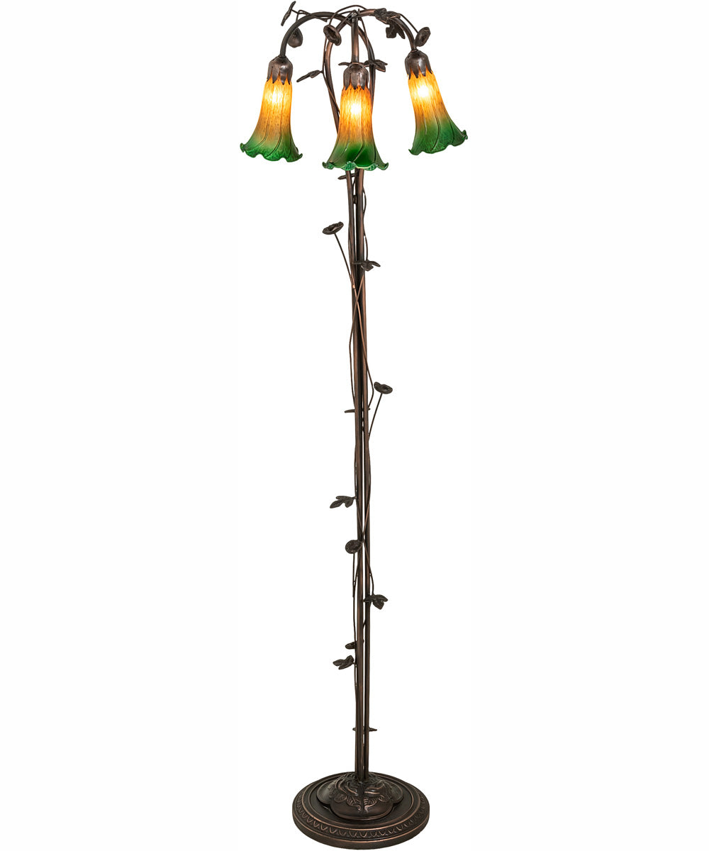 58" High Amber/Green 3 Light Floor Lamp