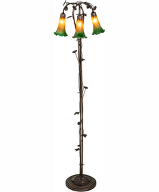 58" High Amber/Green 3 Light Floor Lamp
