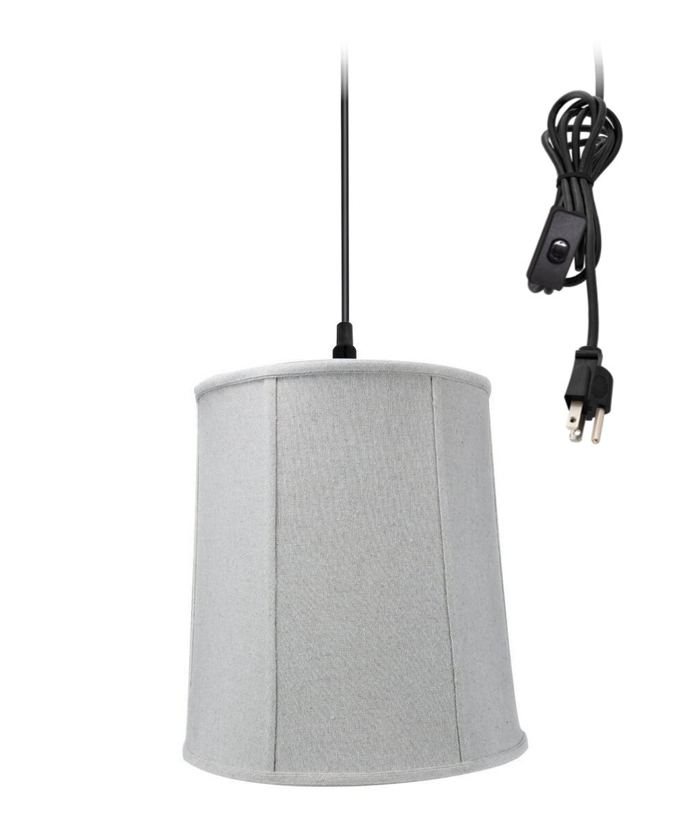 14"W 1-Light Plug In Swag Pendant Ceiling Light Sand Linen Shade