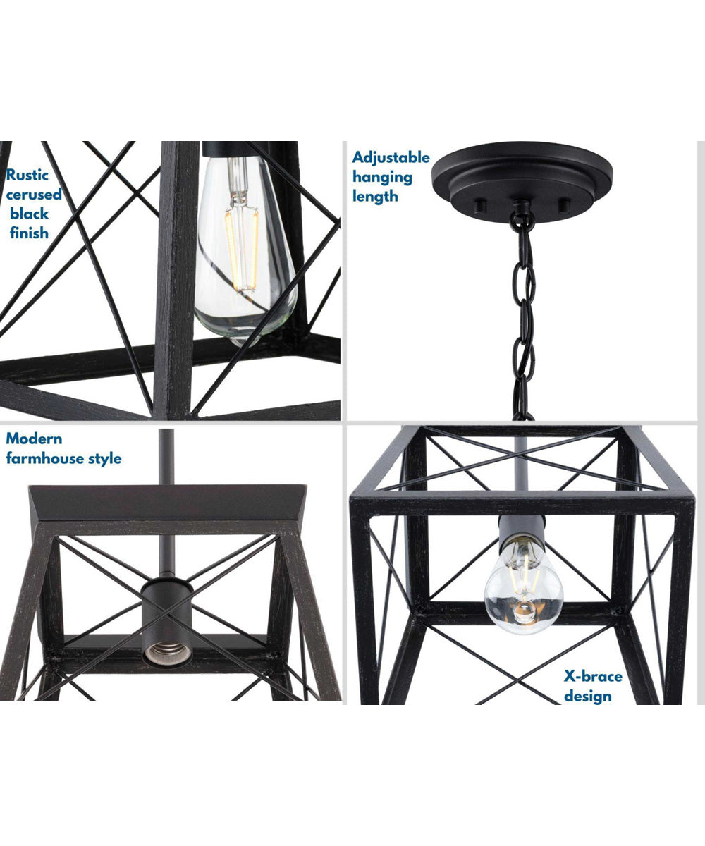 Briarwood 1-Light Textured Cerused Black Farmhouse Style Hanging Mini-Pendant Light Textured Black