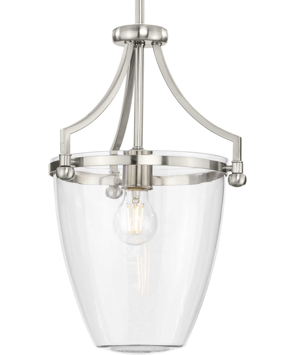 Parkhurst 1-Light New Traditional Clear Glass Mini-Pendant Light Brushed Nickel