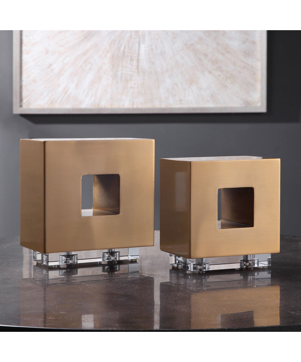 Rooney Brass Cubes, Set of 2
