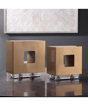 Rooney Brass Cubes, Set of 2