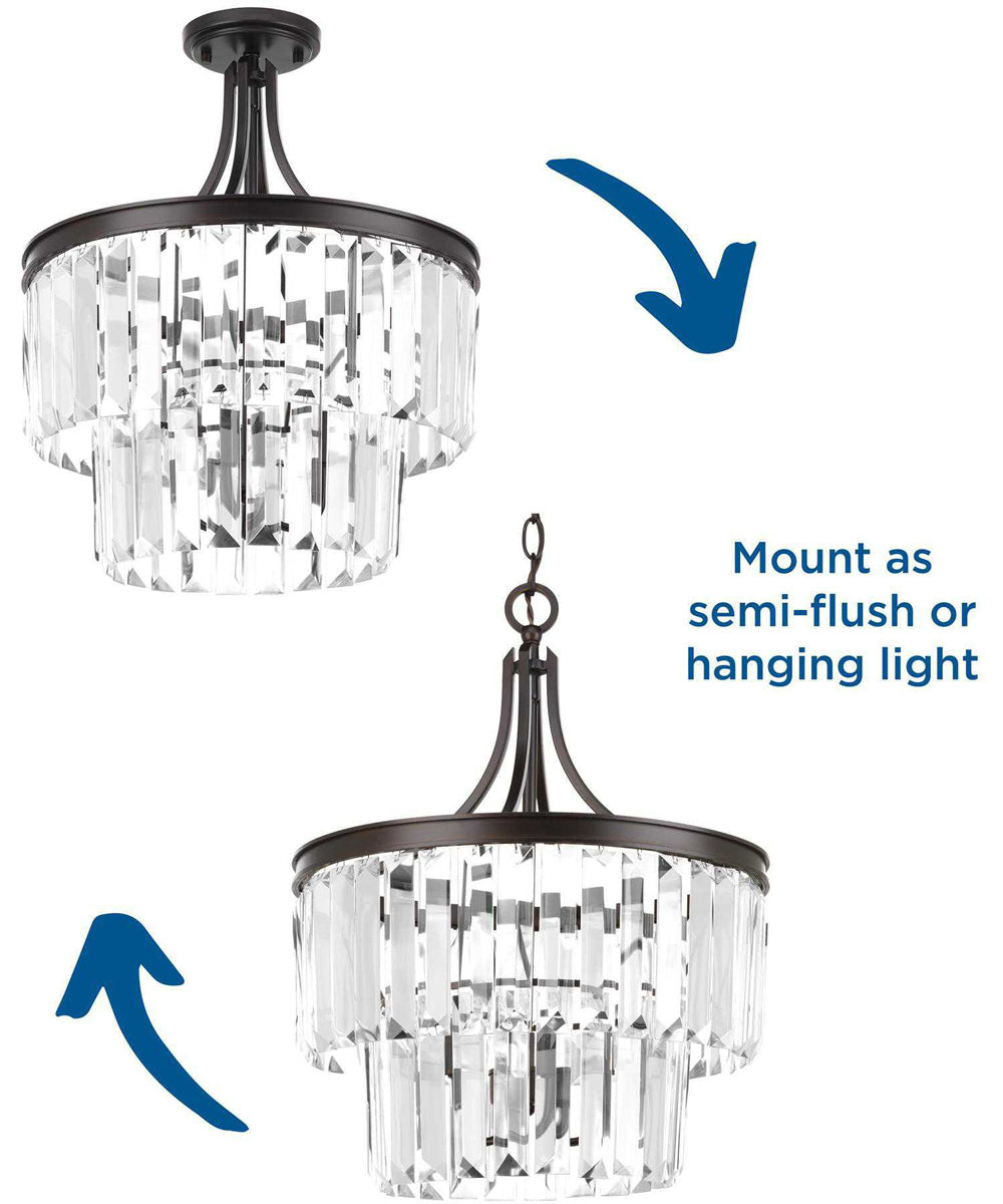 Glimmer 3-Light 19" Semi-Flush Convertible Antique Bronze