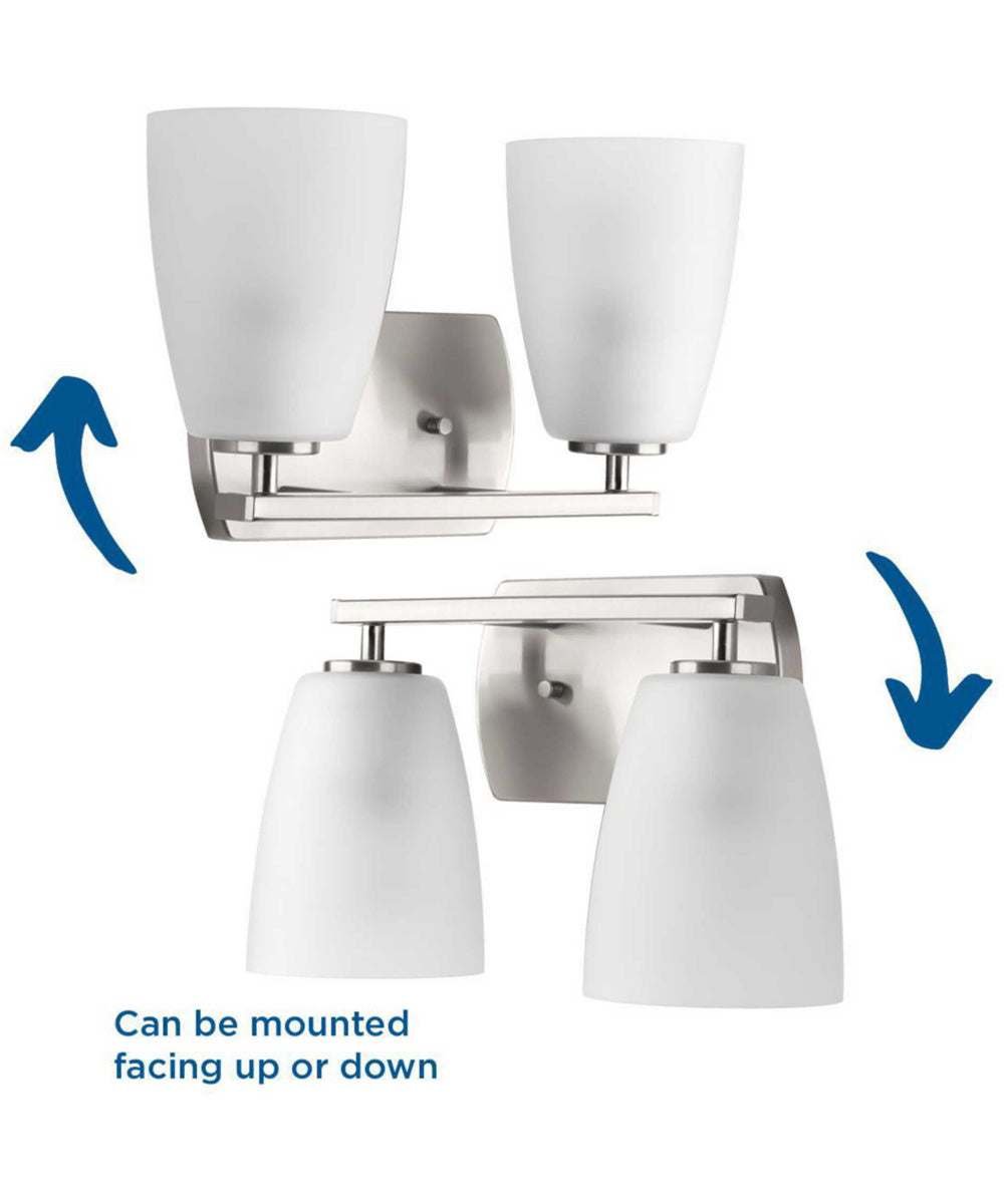 Leap 2-Light Etched Glass Modern Bath Vanity Light Brushed Nickel