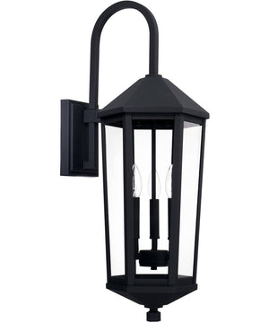 Ellsworth 3-Light Outdoor Wall Mount Rain or Shine - Black with Clear Glass