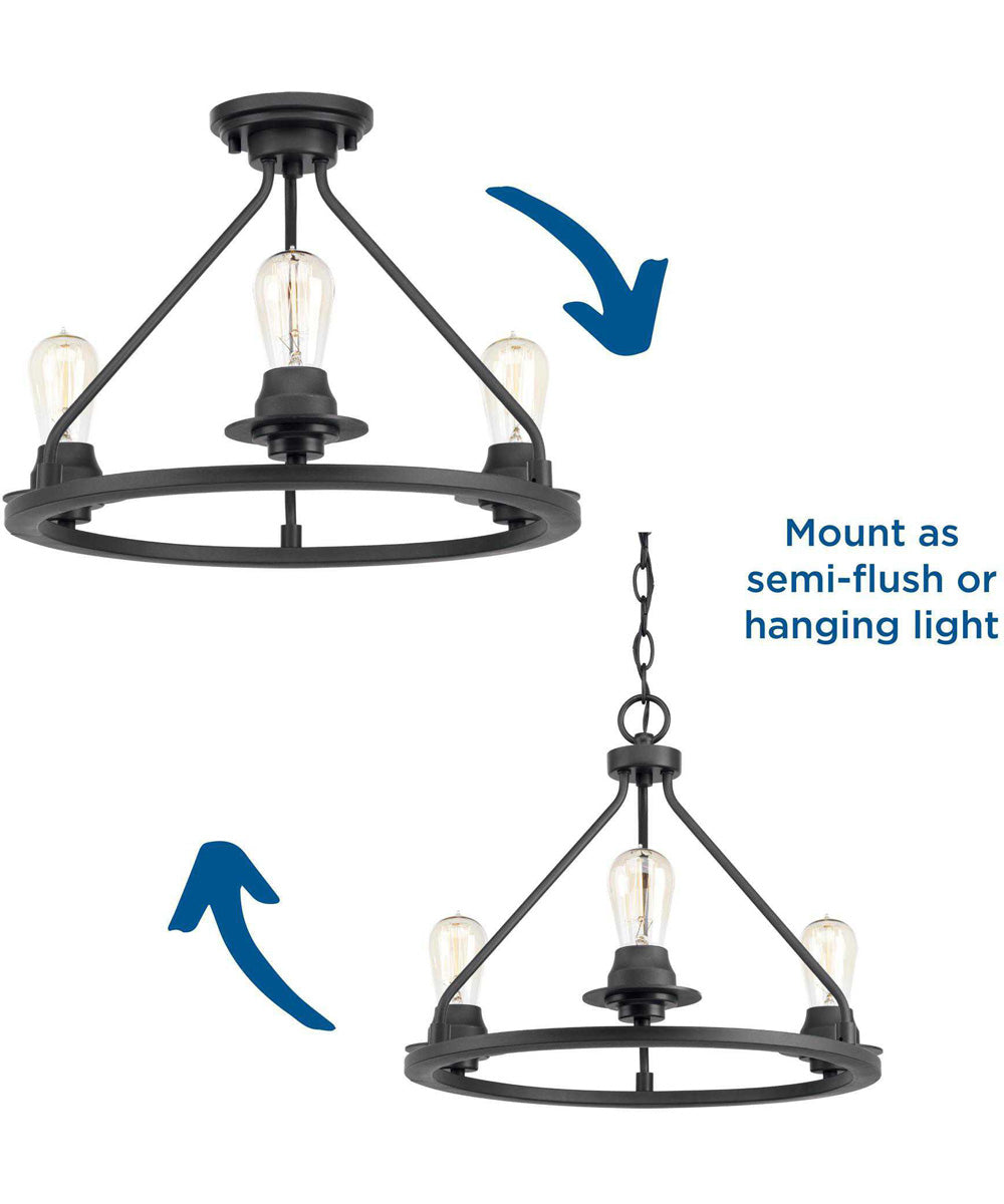 Debut 3-Light Semi-Flush Convertible Graphite