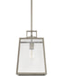 Kenner 1-Light Pendant In Antique Nickel With Clear Rain Glass