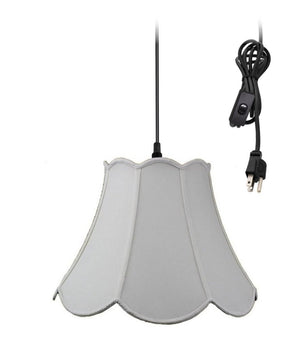 18"W 1-Light Plug In Swag Pendant Lamp Light Oatmeal Shade