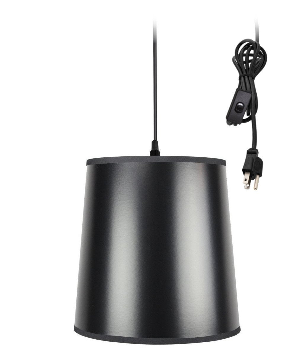 Home Concept 1-Light Plug In Swag Pendant Lamp Black/Gold Shade