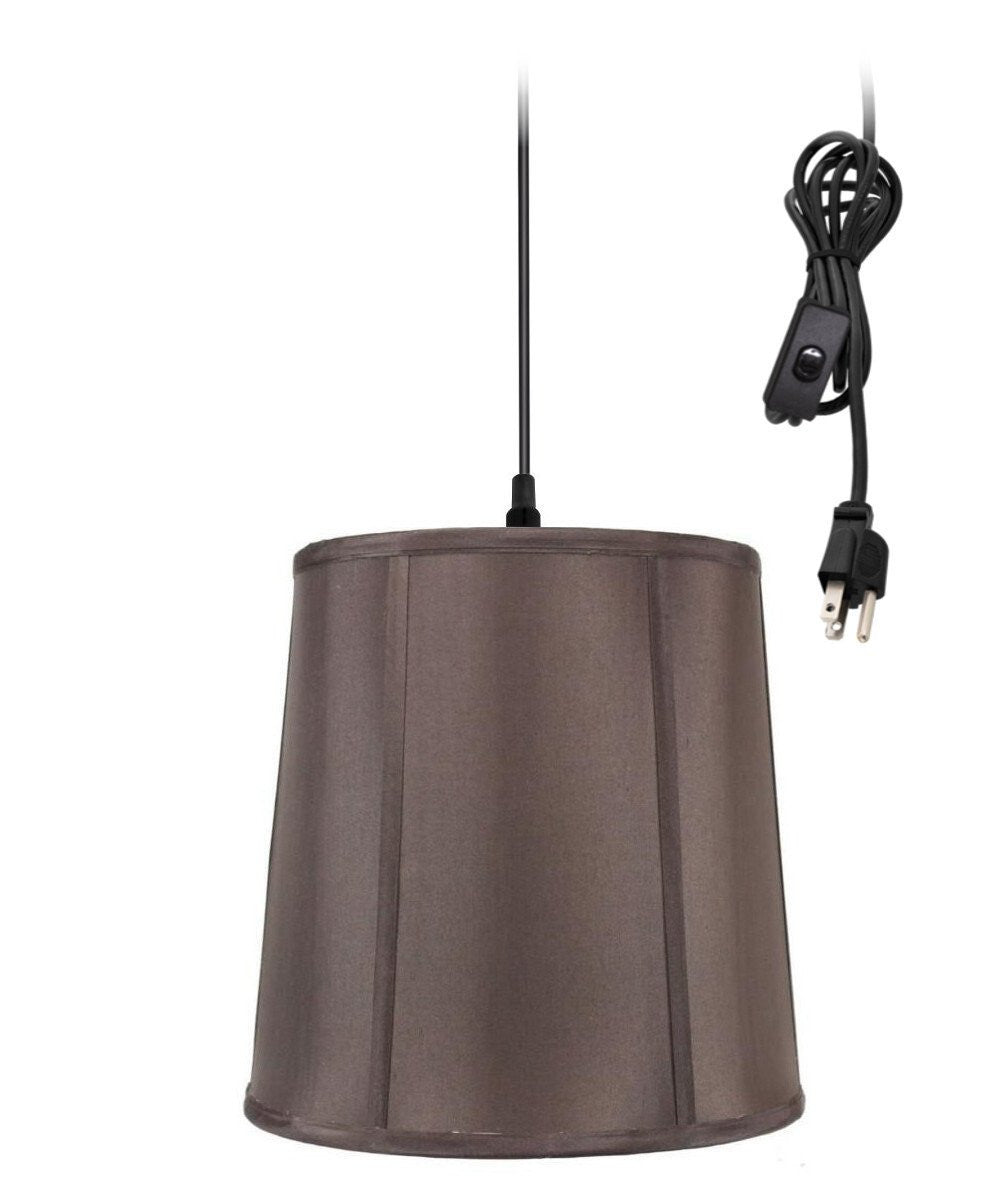 Home Concept 1-Light Plug In Swag Pendant Lamp Chocolate Shade
