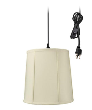 12"W 1-Light Plug In Swag Pendant Lamp Eggshell Shade
