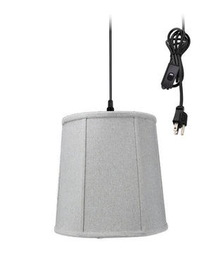 12"W 1-Light Plug In Swag Pendant Lamp Sand Linen Shade