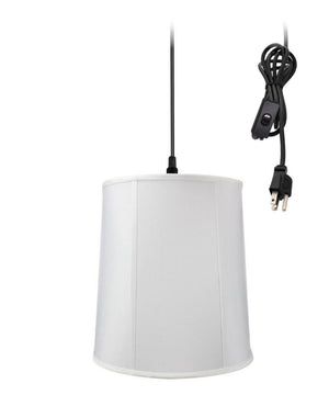 14"W 1-Light Plug In Swag Pendant Ceiling Light White Shade