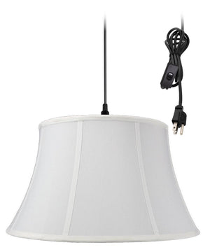 17"W 1-Light Plug In Swag Pendant Ceiling Light White Shade