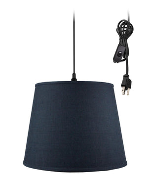 16"W 1 Light Swag Plug-In Pendant Hanging Lamp Textured Slate