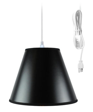 12"W Swag Pendant Plug-In One Light Bold Black/Gold Shade