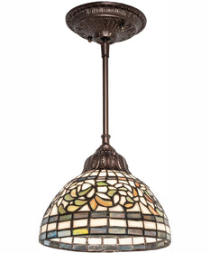 8" Wide Tiffany Turning Leaf Mini Pendant
