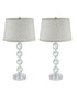 18"H Stacked Glass Ball Lamp Set Brushed Nickel, Textured Oatmeal Shade (Set of 2)