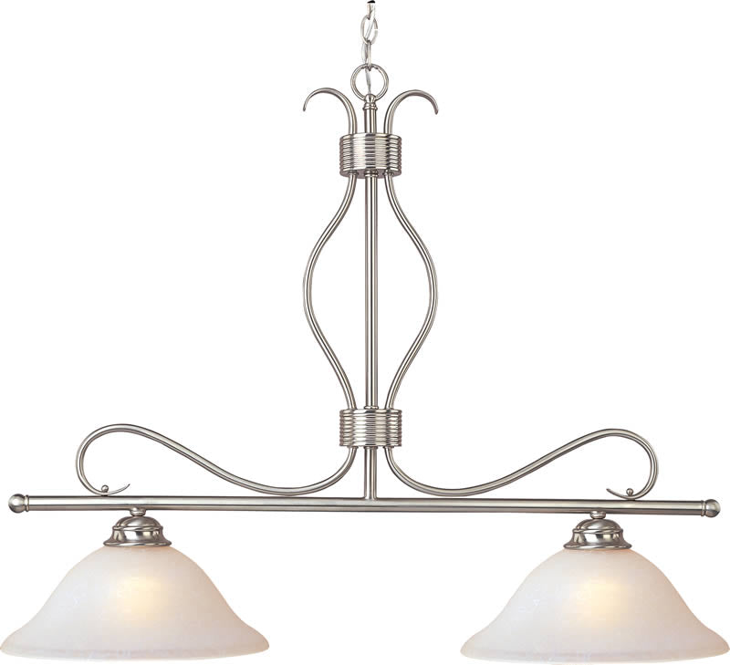 36"w Basix 2-Light Island Pendant Satin Nickel