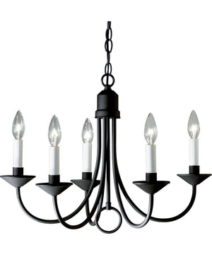 5-Light White Candles Traditional Chandelier Light Textured Black