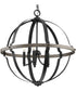 Lockhart 5-Light Matte Black/Aged Oak Farmhouse Style Hanging Pendant Light Matte Black