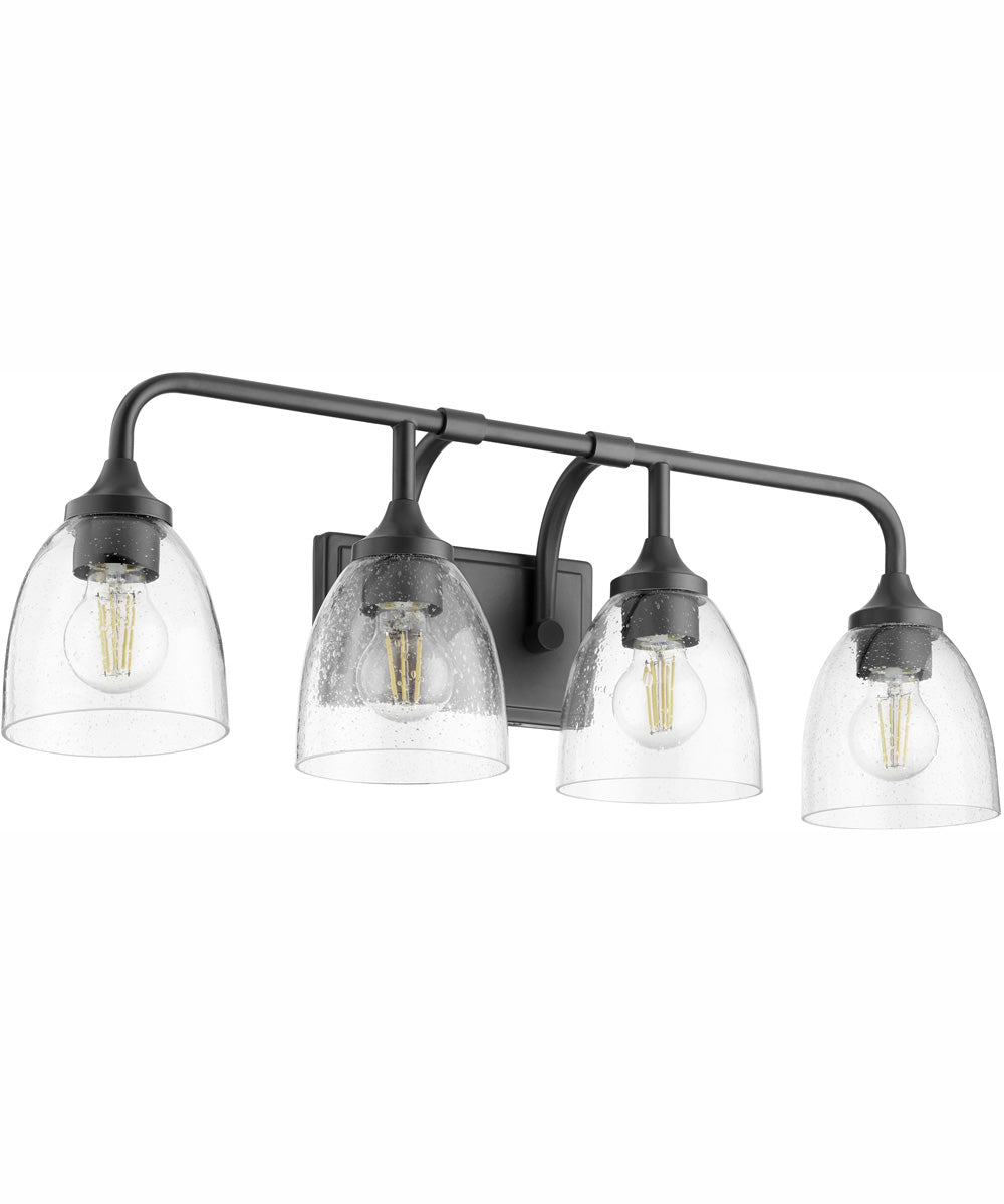 Enclave 4-light Bath Vanity Light Matte Black w/ Clear/Seeded