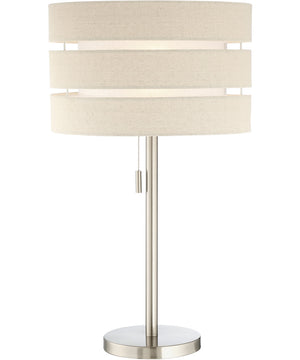 Falan 1-Light Table Lamp Brushed Nickel/Linen Shade