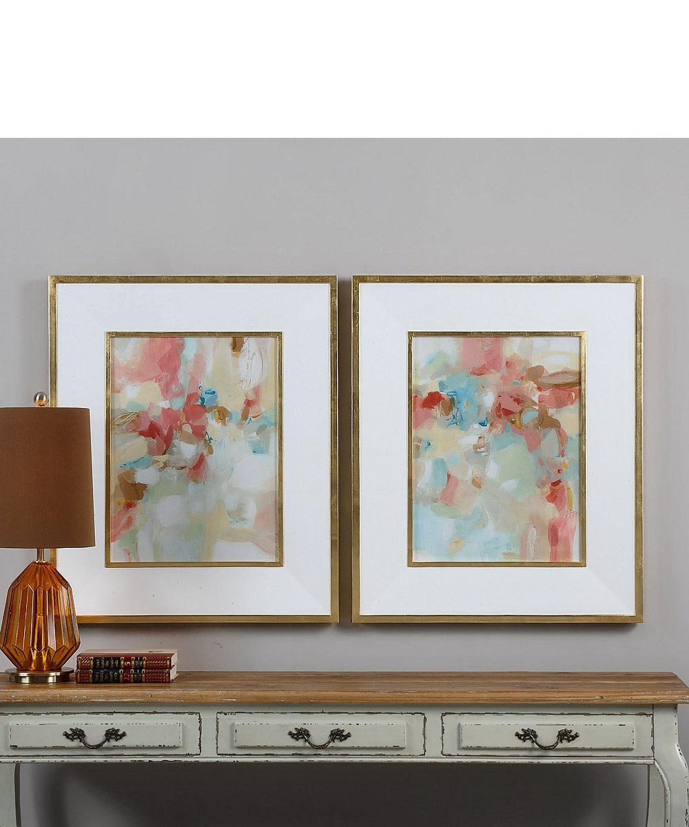 34"H x 28"W A Touch Of Blush And Rosewood Fences Art Set of 2