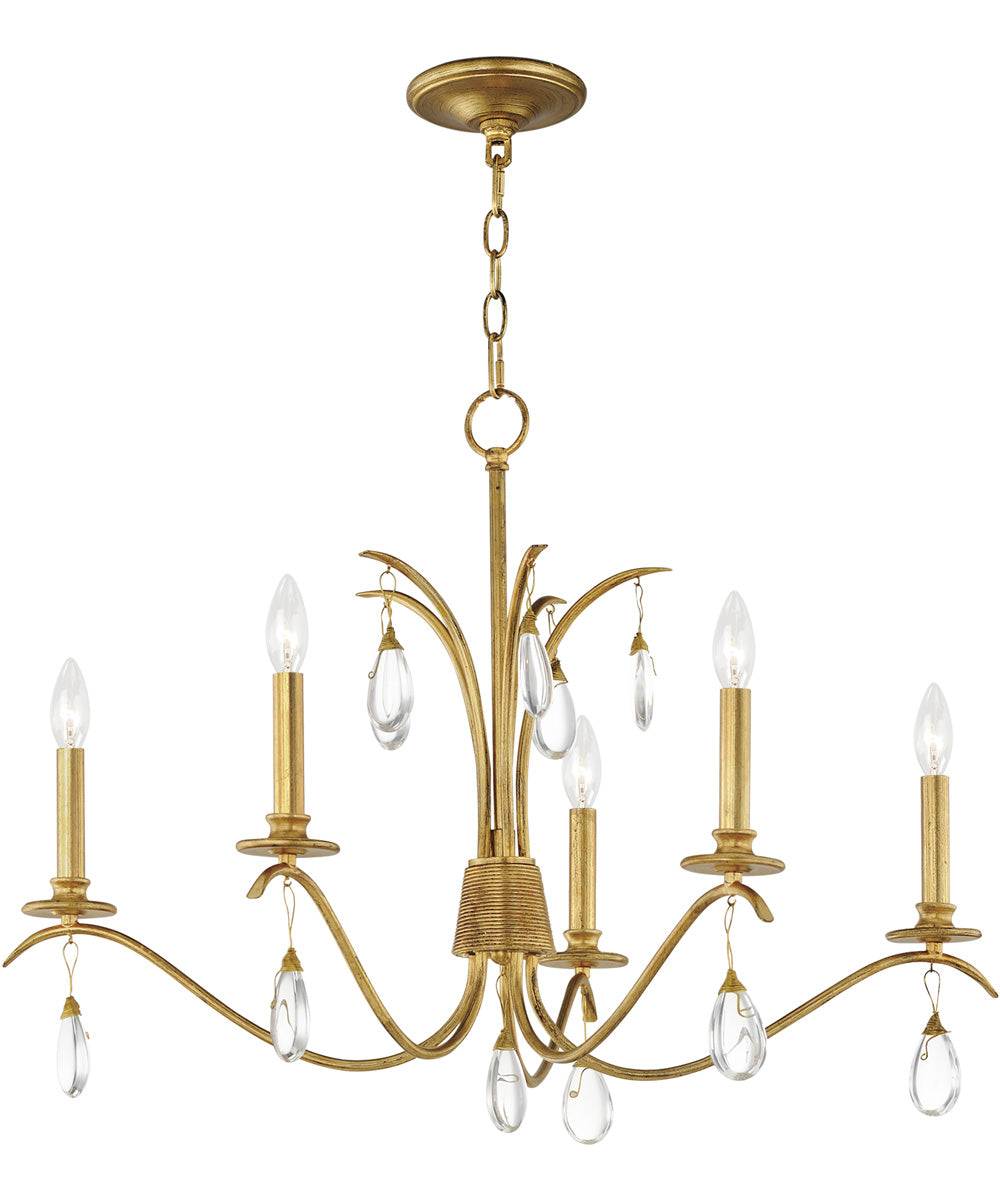 Eden 5-Light Chandelier Charcoal Gold Leaf