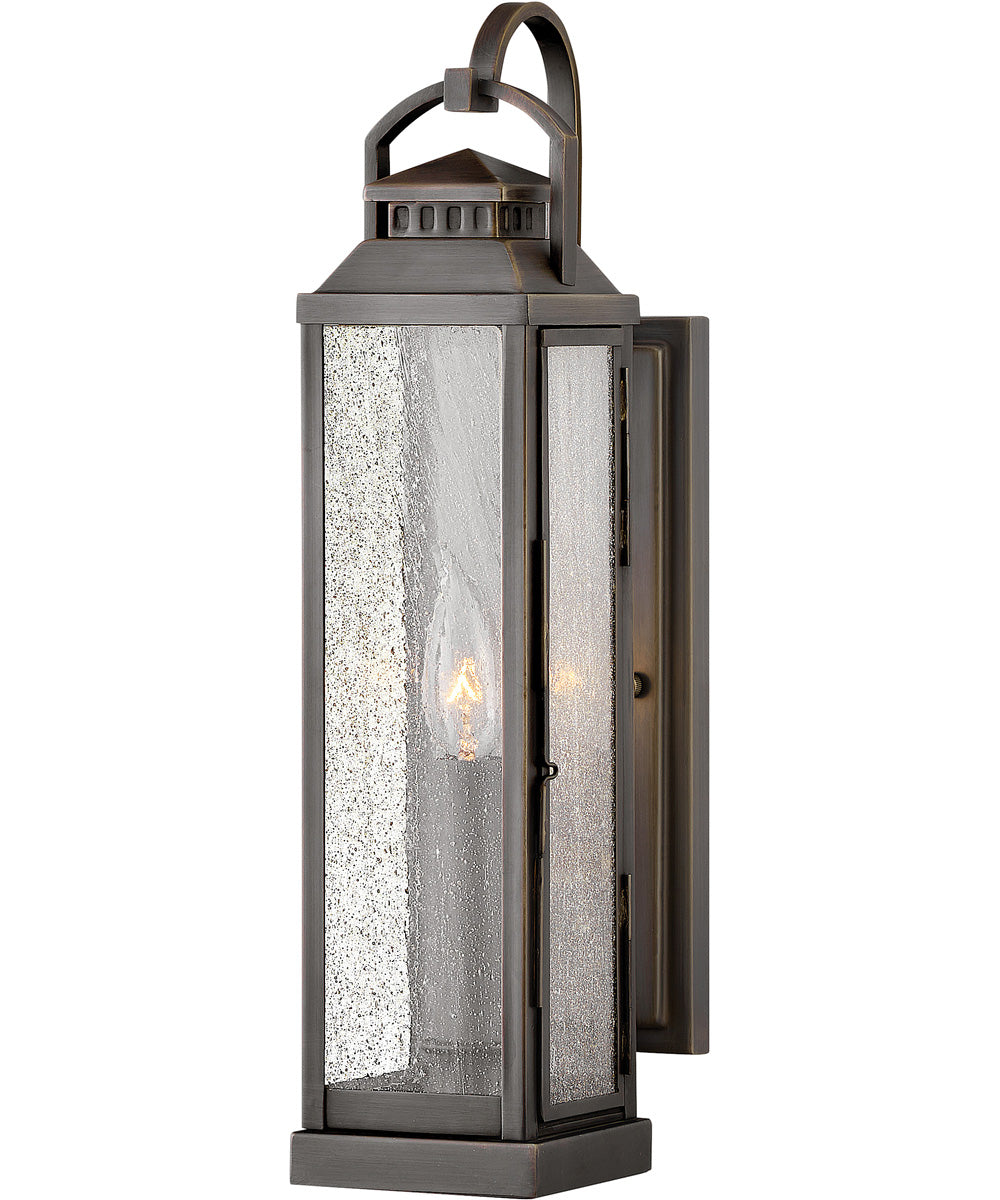 Revere 1-Light Small Outdoor Wall Mount Lantern in Blackened Brass