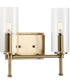 Elara 2-Light New Traditional Clear Glass Bath Vanity Light Vintage Brass