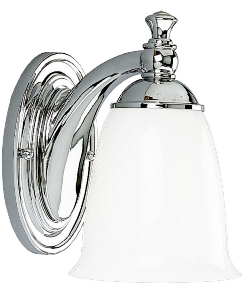 Victorian 1-Light White Opal Glass Farmhouse Bath Vanity Light Polished Chrome