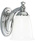 Victorian 1-Light White Opal Glass Farmhouse Bath Vanity Light Polished Chrome