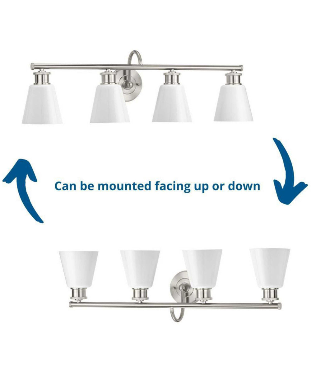 Ashford 4-Light Opal Glass Farmhouse Style Bath Vanity Wall Light Brushed Nickel