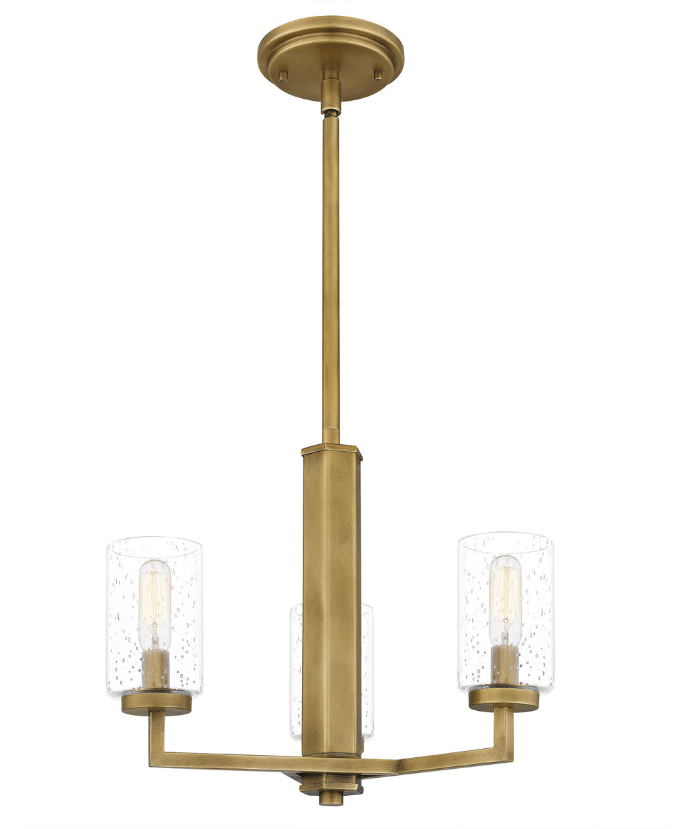 Sunburst 3-light Pendant Weathered Brass