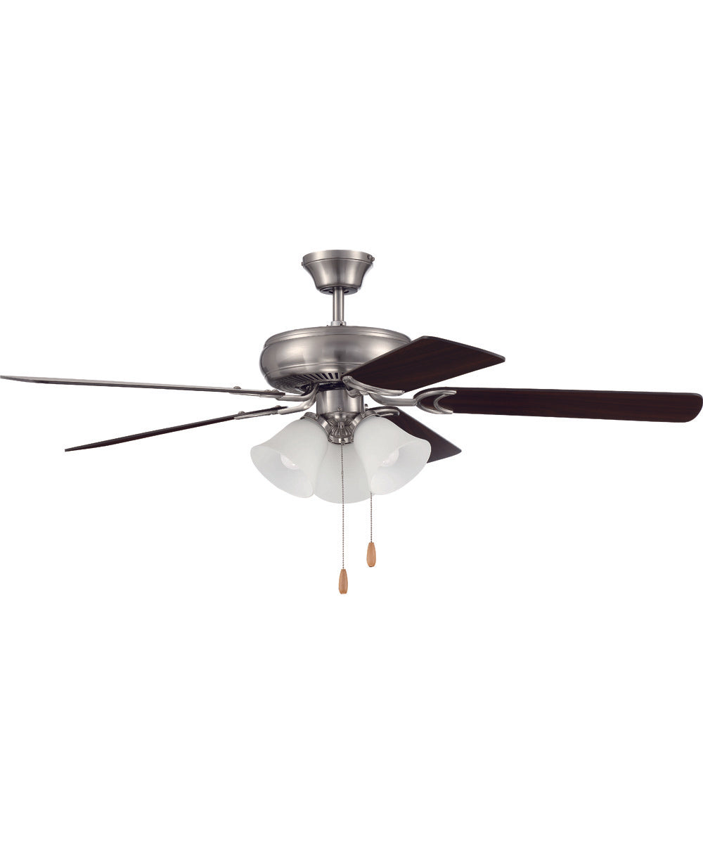 52" Decorator's Choice 3-Light Ceiling Fan Brushed Polished Nickel