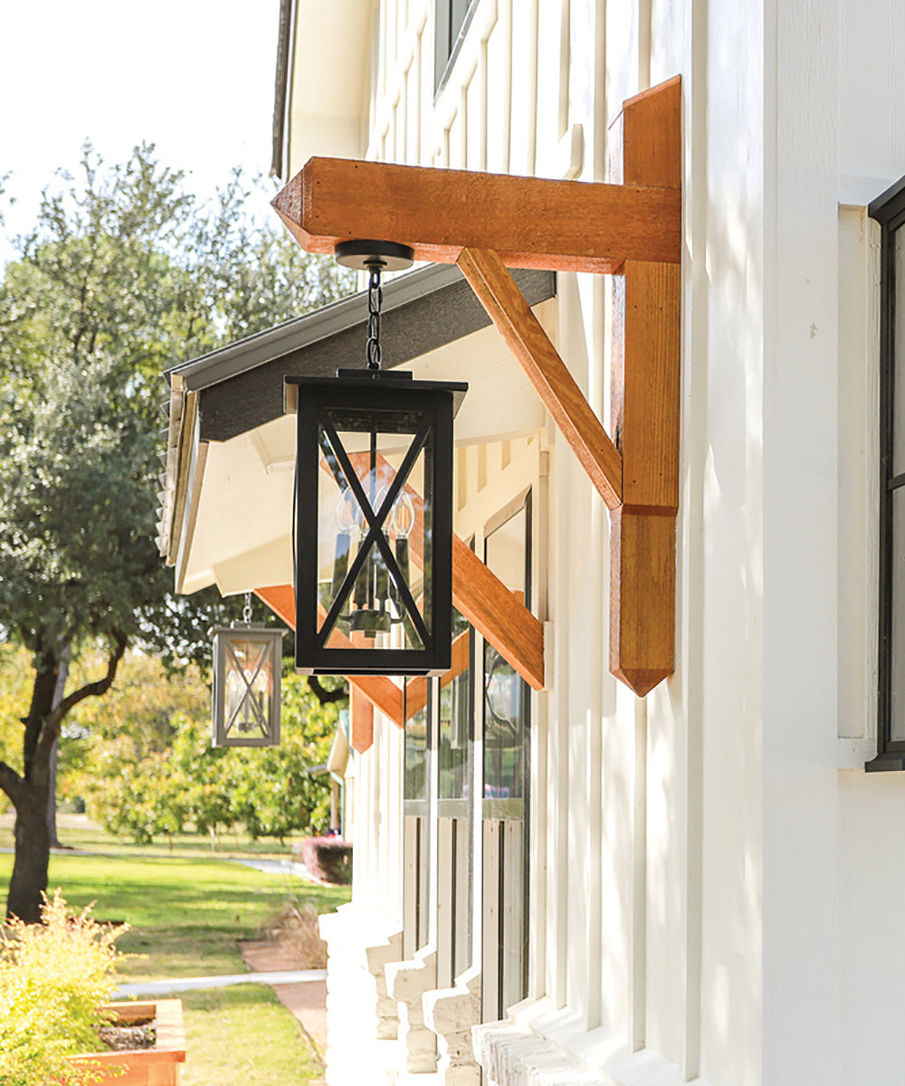 Avondale 4-Light Outdoor Hanging Rain or Shine - Black with Clear Glass