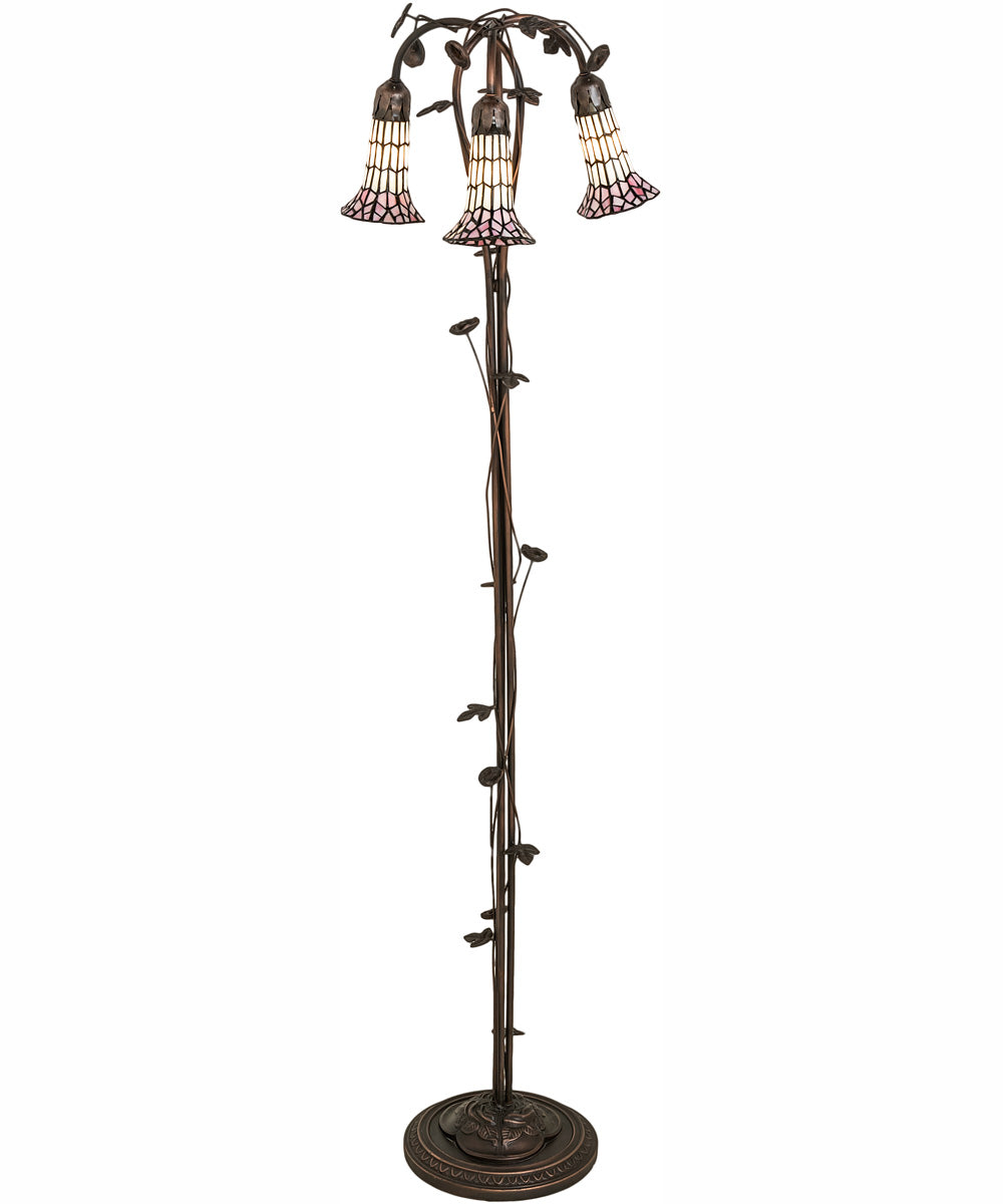 58" High Stained Glass Pond Lily 3 Light Floor Lamp
