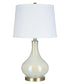 Catalina 25"H 1-Light White Iridescent Glass Lamp Body and Antique Brass Base with White Drum Shade