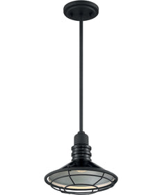 10"W Blue Harbor 1-Light Pendant Gloss Black / Silver
